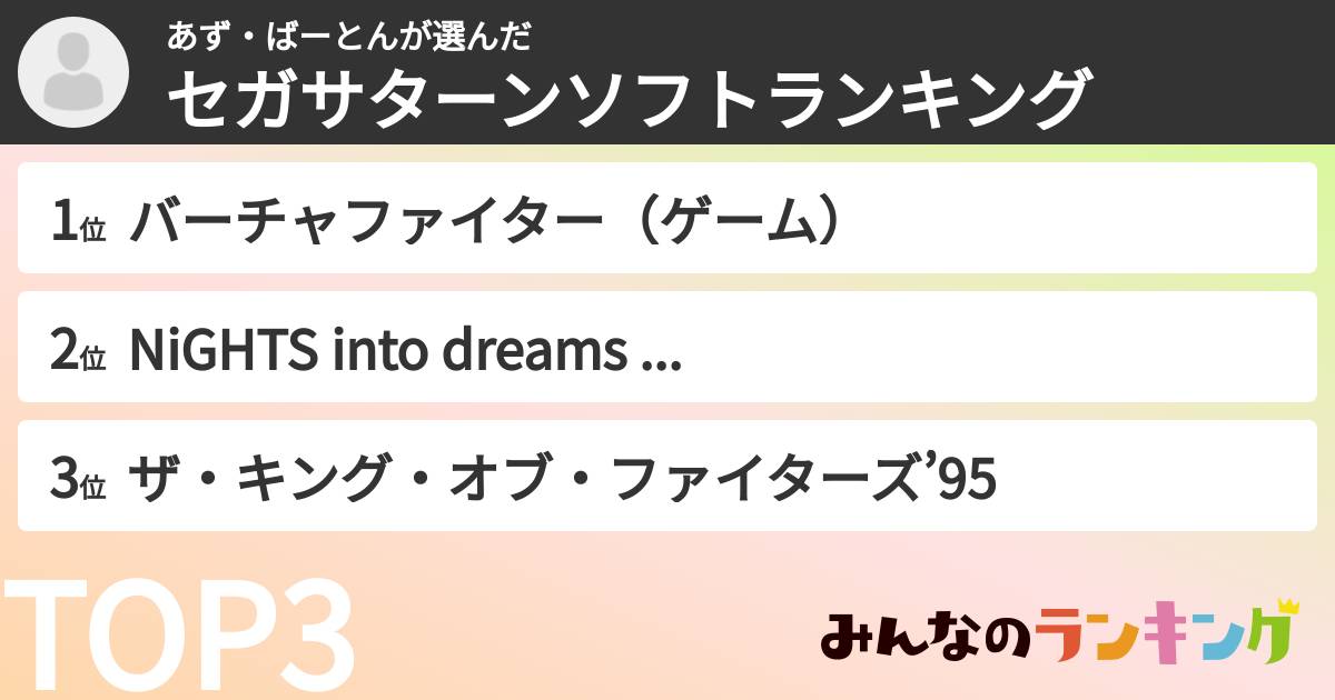 あず・ばーとんさんの「セガサターンソフトランキング」