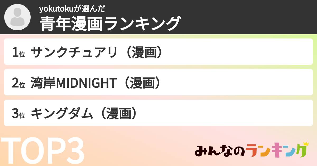 yokutokuさんの「青年漫画ランキング」