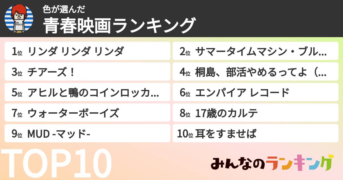 色さんの「青春映画ランキング」