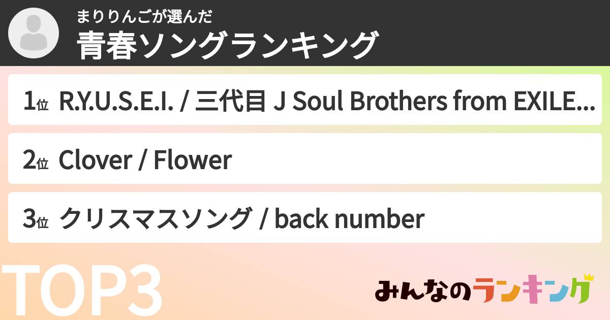 まりりんごさんの「青春ソングランキング」
