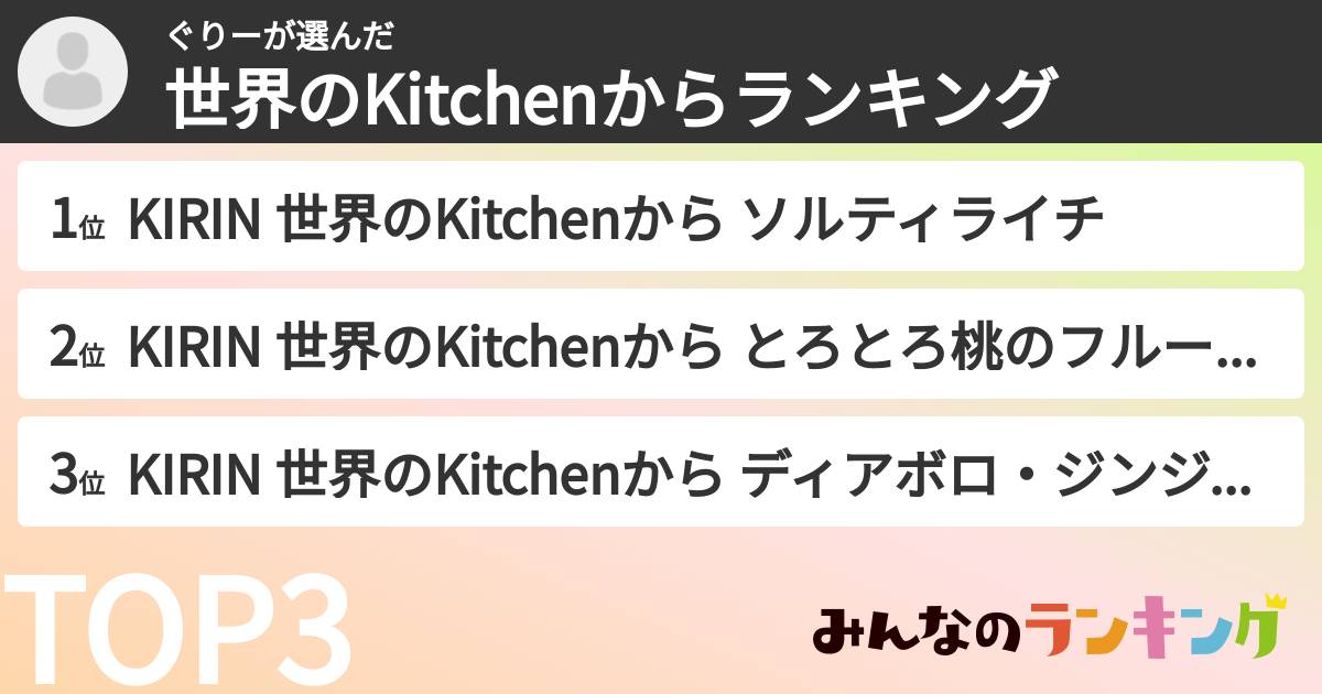 ぐりーさんの「世界のKitchenからランキング」