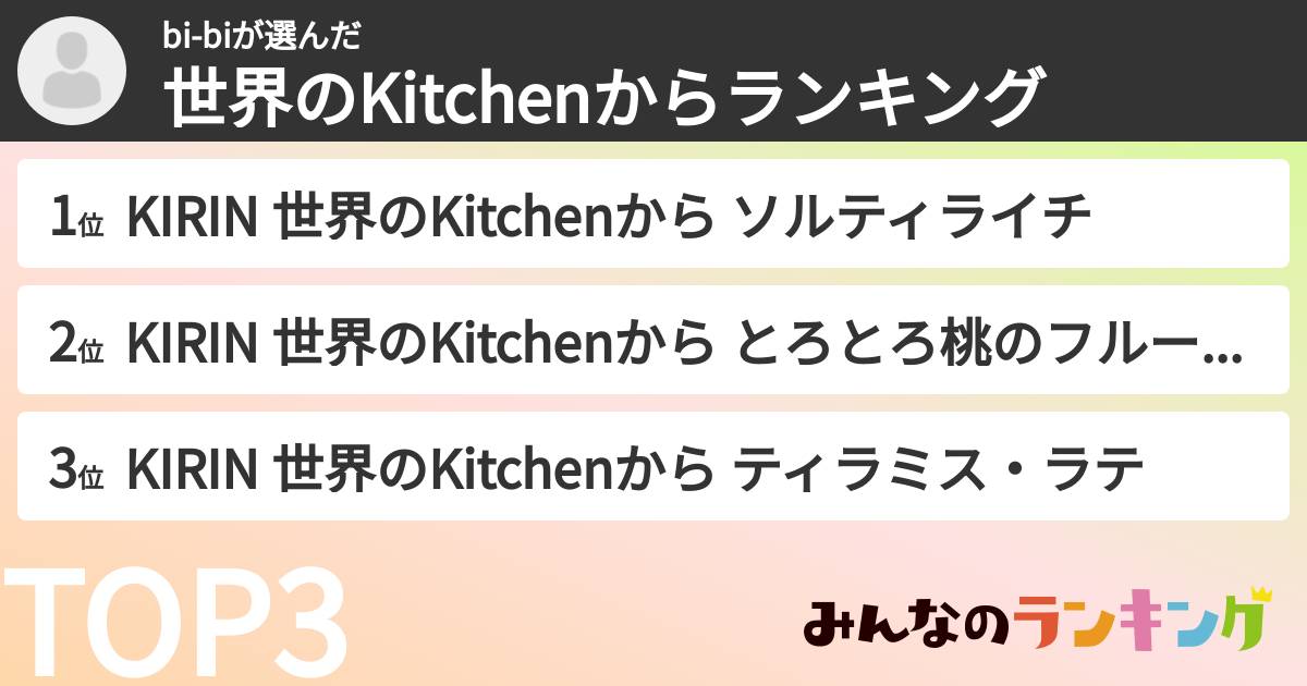 bi-biさんの「世界のKitchenからランキング」