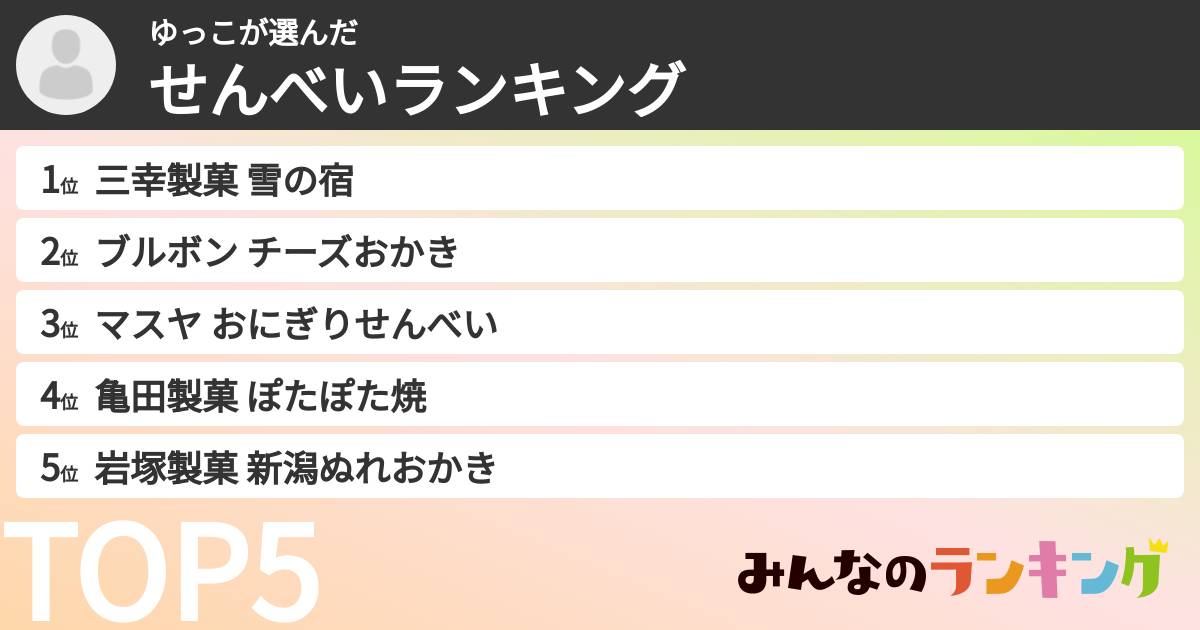 ゆっこさんの「せんべいランキング」