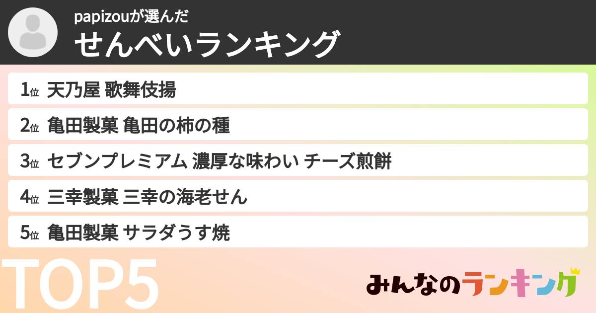 papizouさんの「せんべいランキング」
