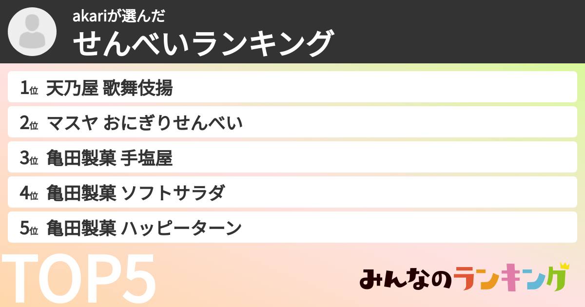 akariさんの「せんべいランキング」