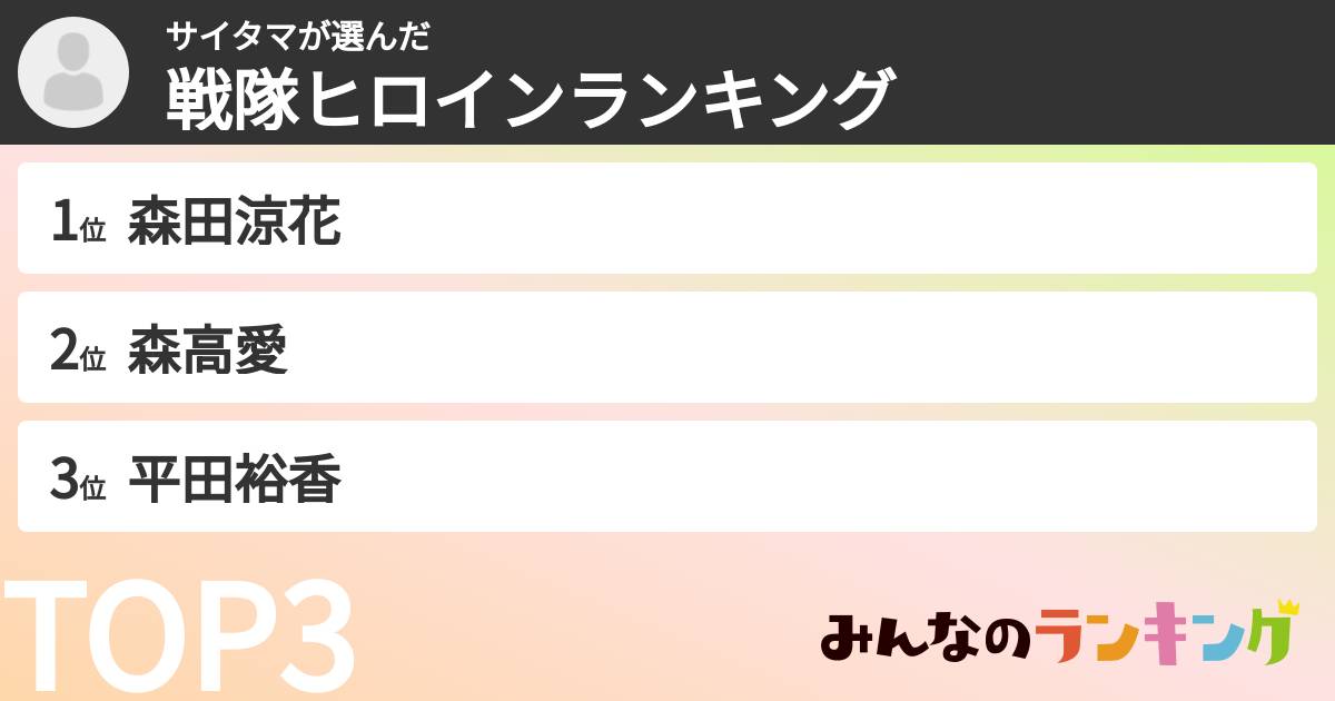 サイタマさんの「戦隊ヒロインランキング」