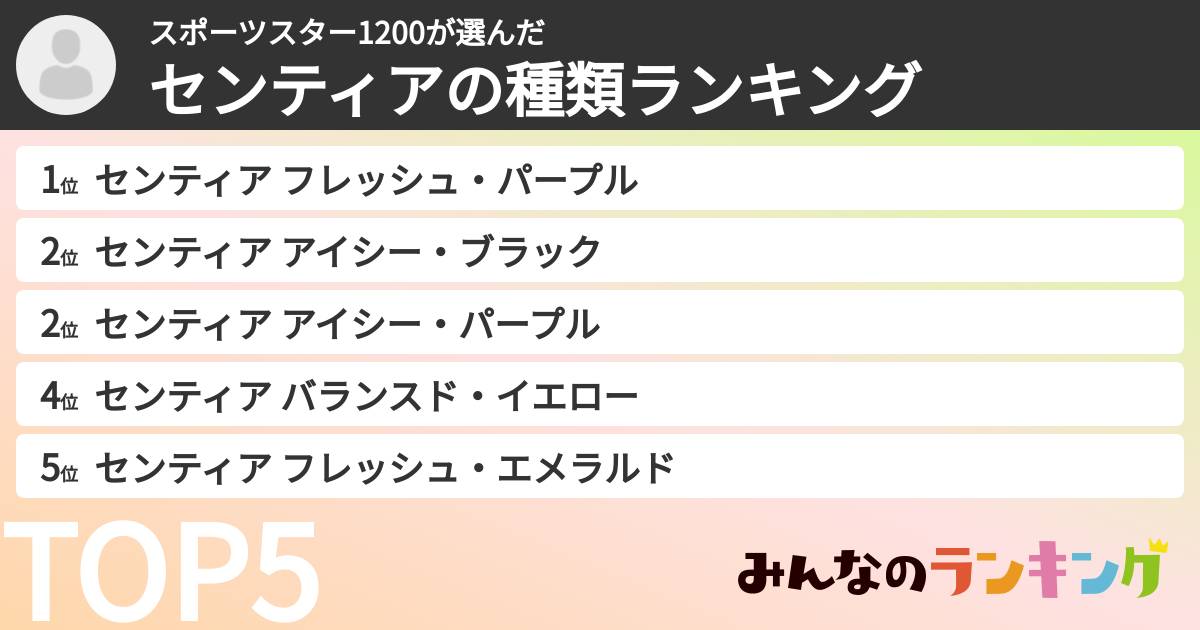 スポーツスター1200さんの「センティアの種類ランキング」