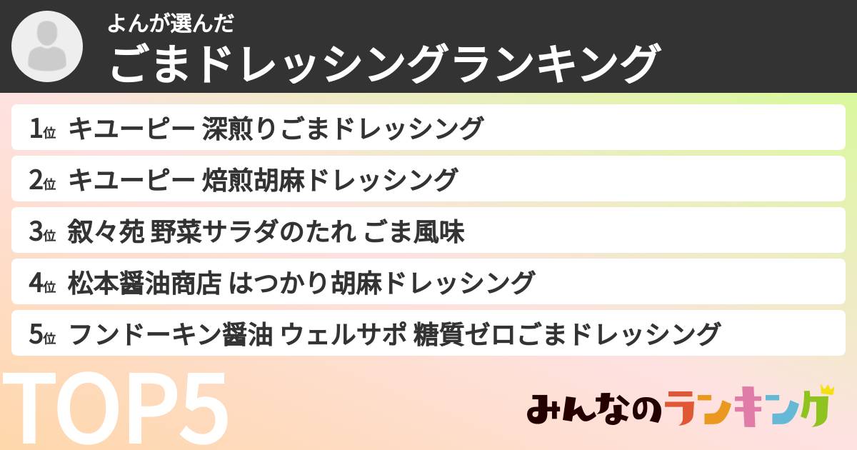 よんさんの「ごまドレッシングランキング」