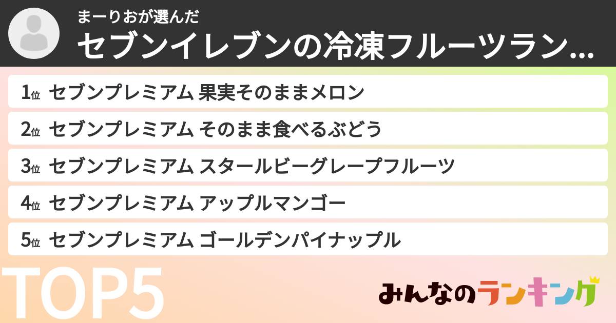 まーりおさんの「セブンイレブンの冷凍フルーツランキング」