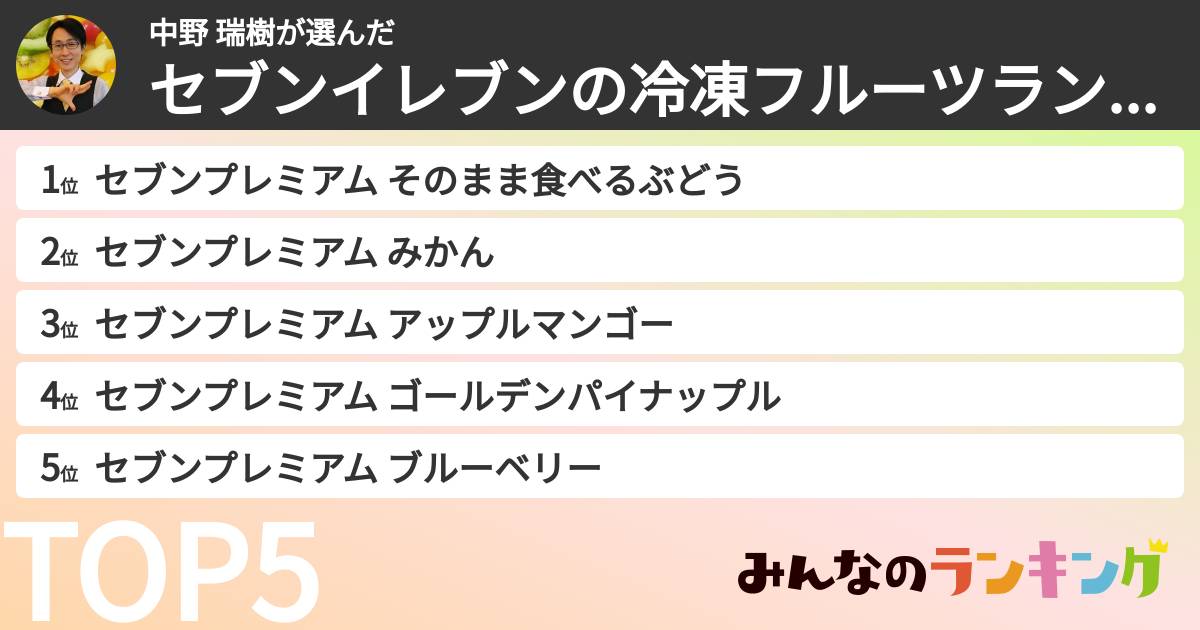 中野 瑞樹さんの「セブンイレブンの冷凍フルーツランキング」