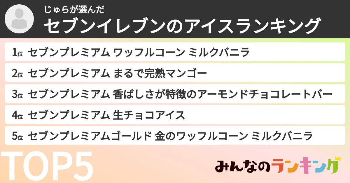 じゅらさんの「セブンイレブンのアイスランキング」