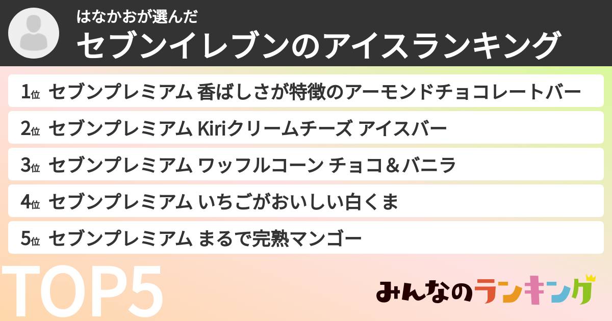 はなかおさんの「セブンイレブンのアイスランキング」