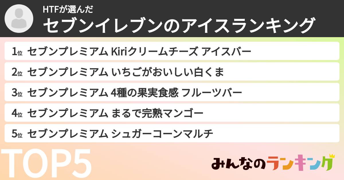 HTFさんの「セブンイレブンのアイスランキング」
