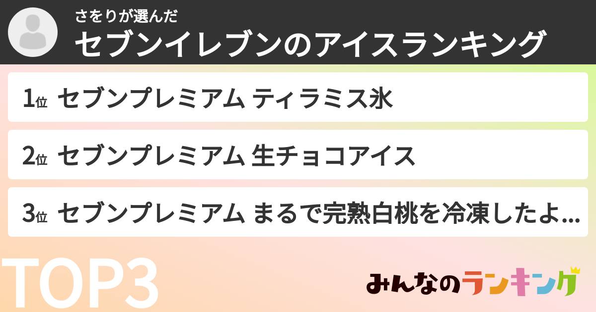 さをりさんの「セブンイレブンのアイスランキング」