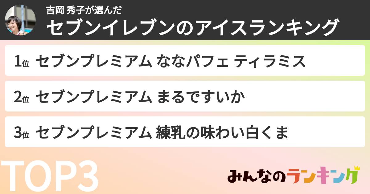吉岡 秀子さんの「セブンイレブンのアイスランキング」