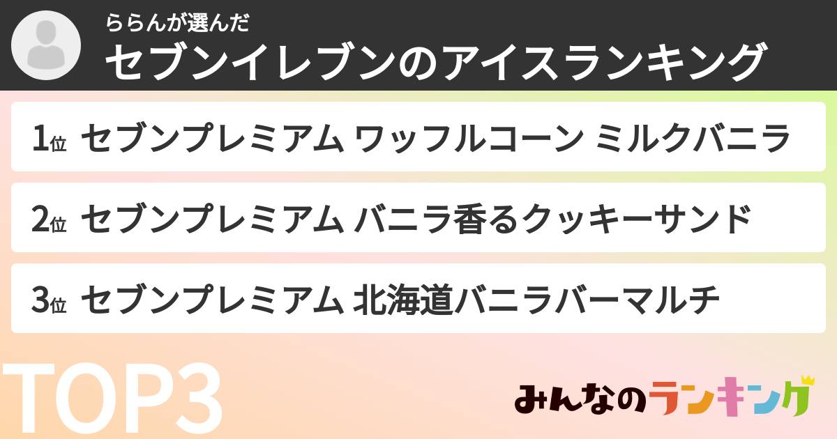ららんさんの「セブンイレブンのアイスランキング」