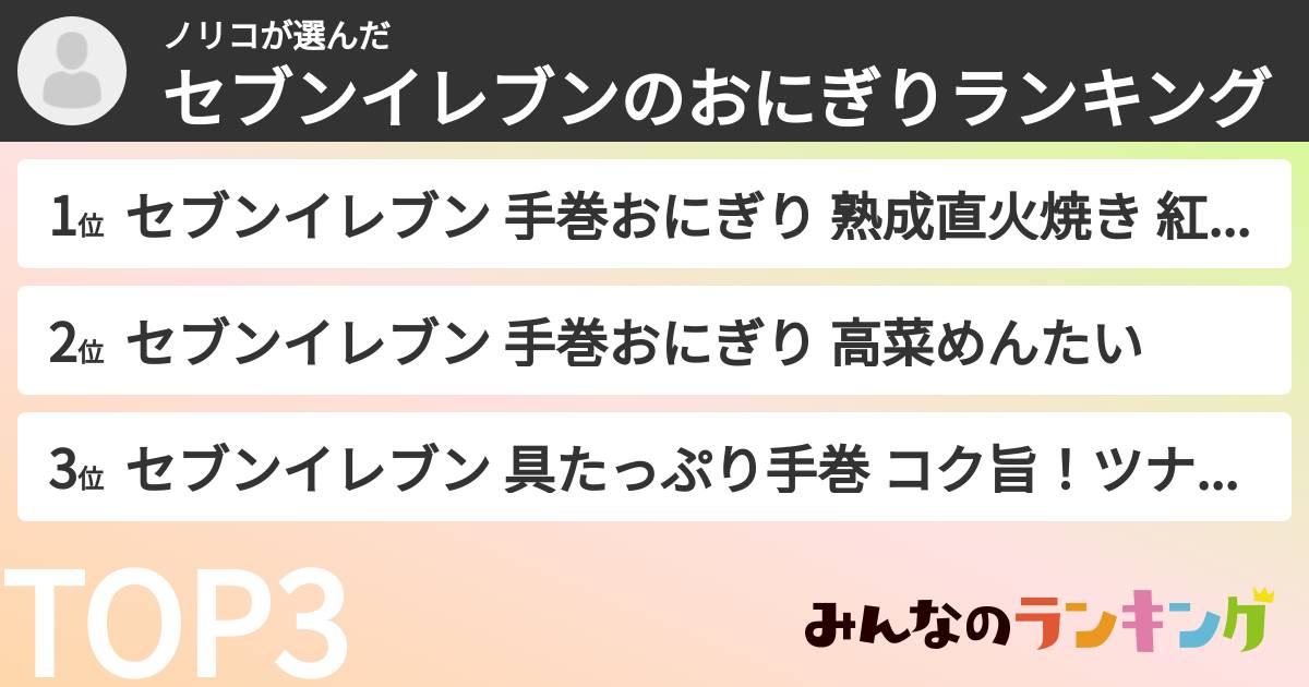 ノリコさんの「セブンイレブンのおにぎりランキング」