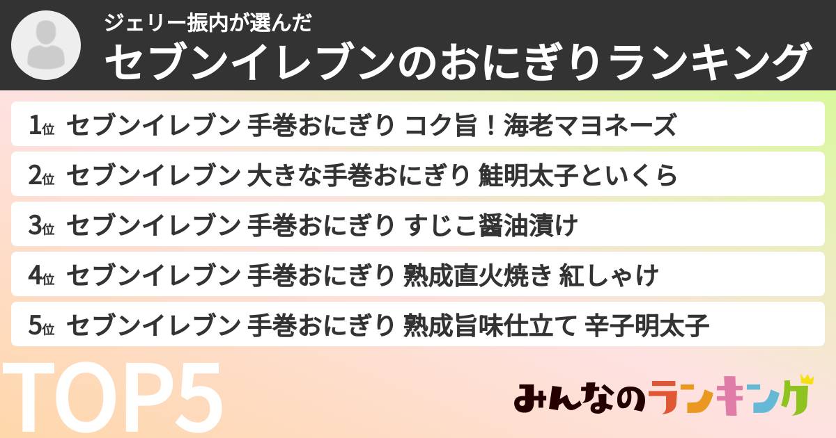 ジェリー振内さんの「セブンイレブンのおにぎりランキング」