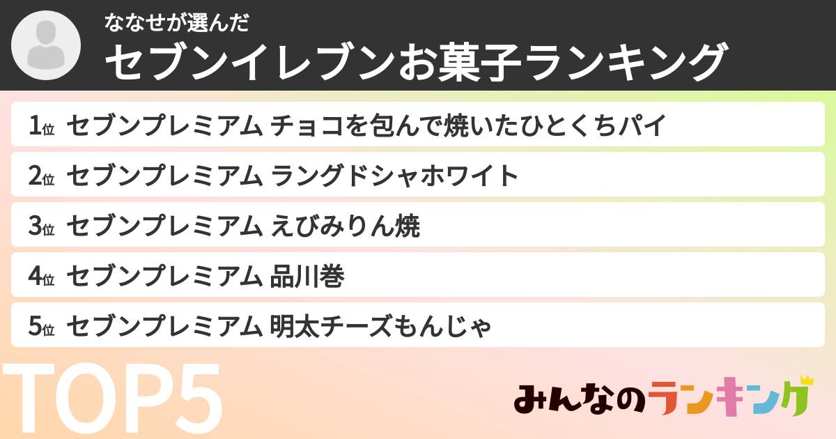 ななせさんの「セブンイレブンお菓子ランキング」