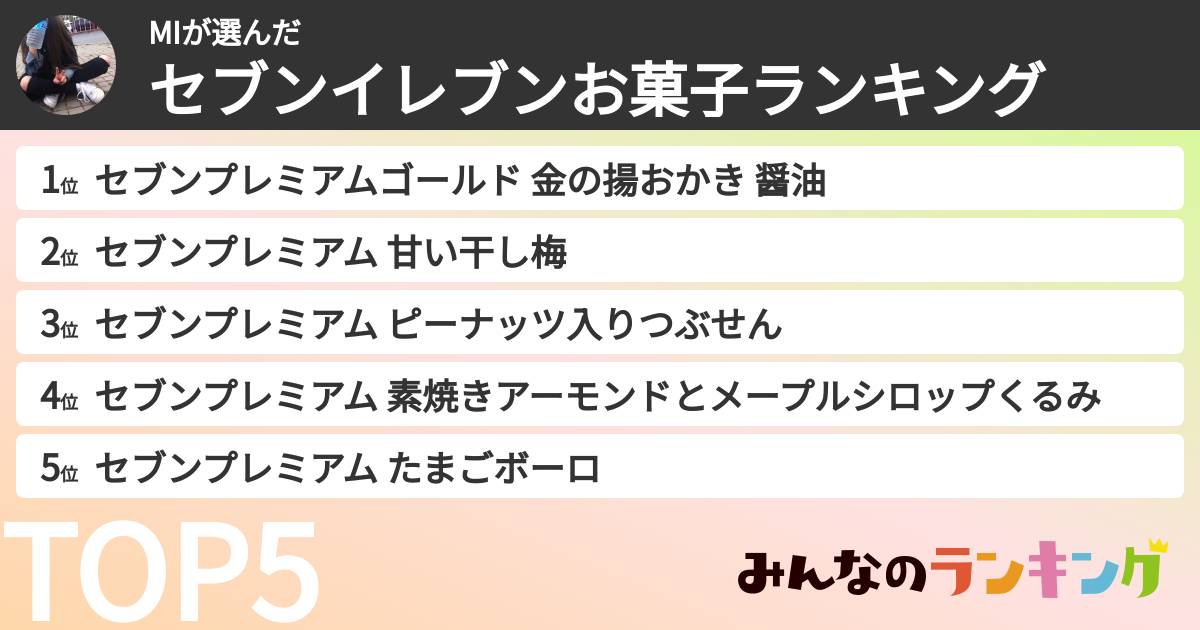 MIさんの「セブンイレブンお菓子ランキング」