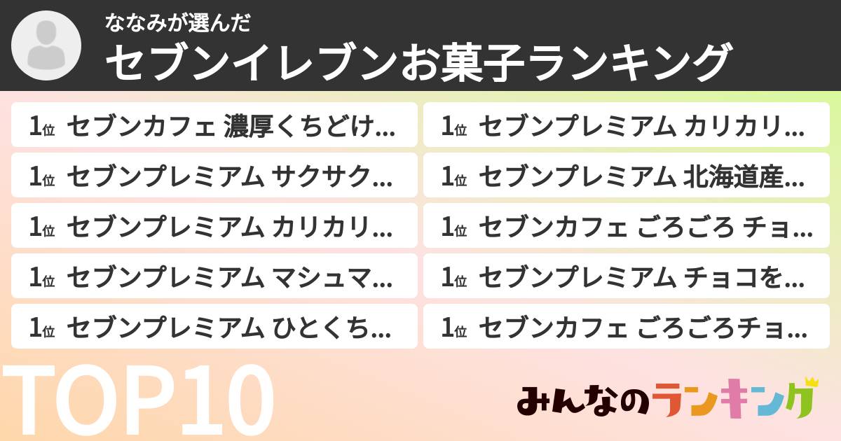 ななみさんの「セブンイレブンお菓子ランキング」