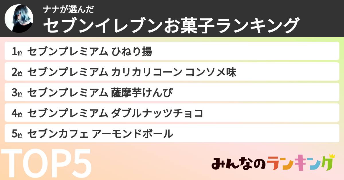 ナナさんの「セブンイレブンお菓子ランキング」