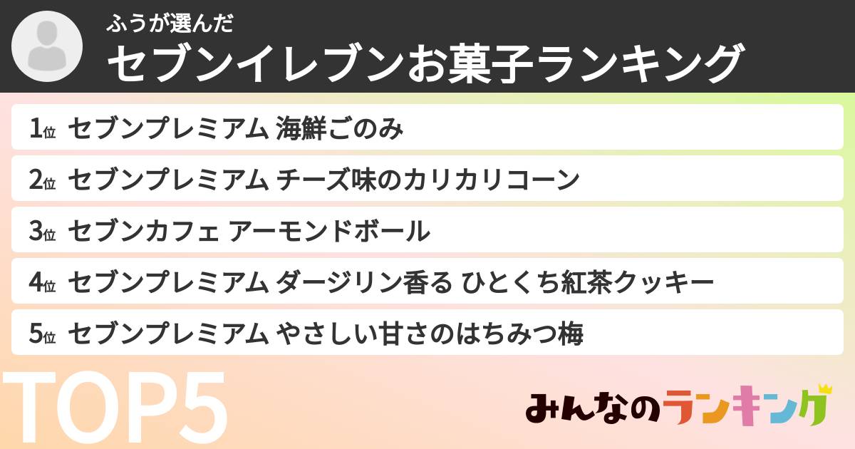 ふうさんの「セブンイレブンお菓子ランキング」