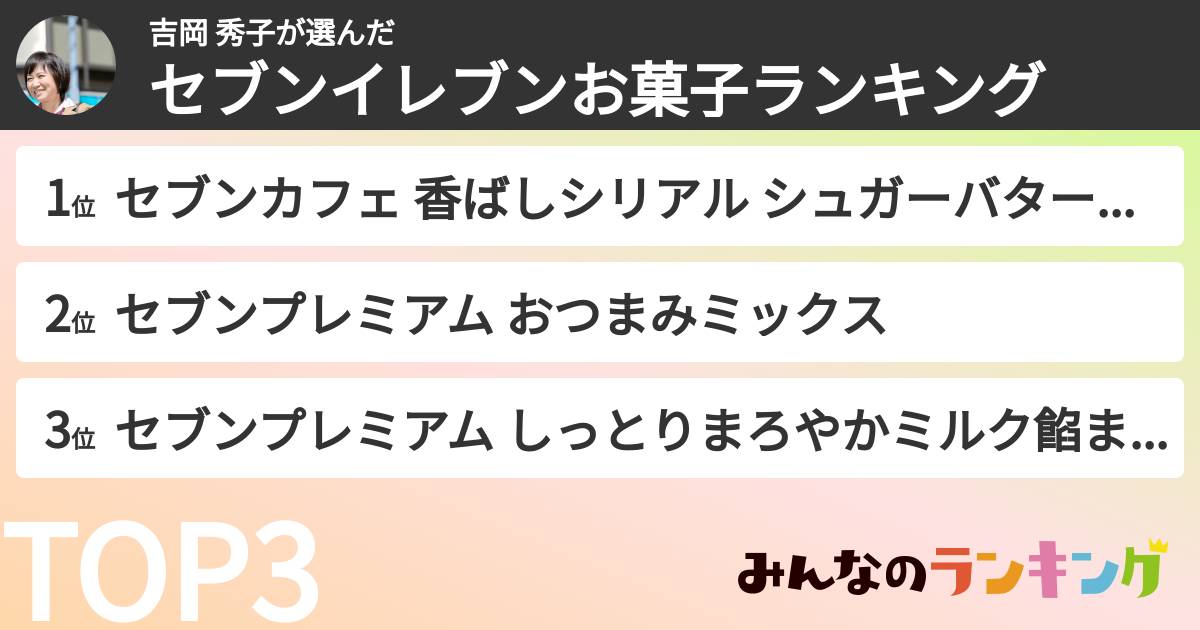 吉岡 秀子さんの「セブンイレブンお菓子ランキング」