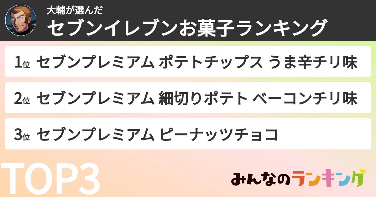 大輔さんの「セブンイレブンお菓子ランキング」