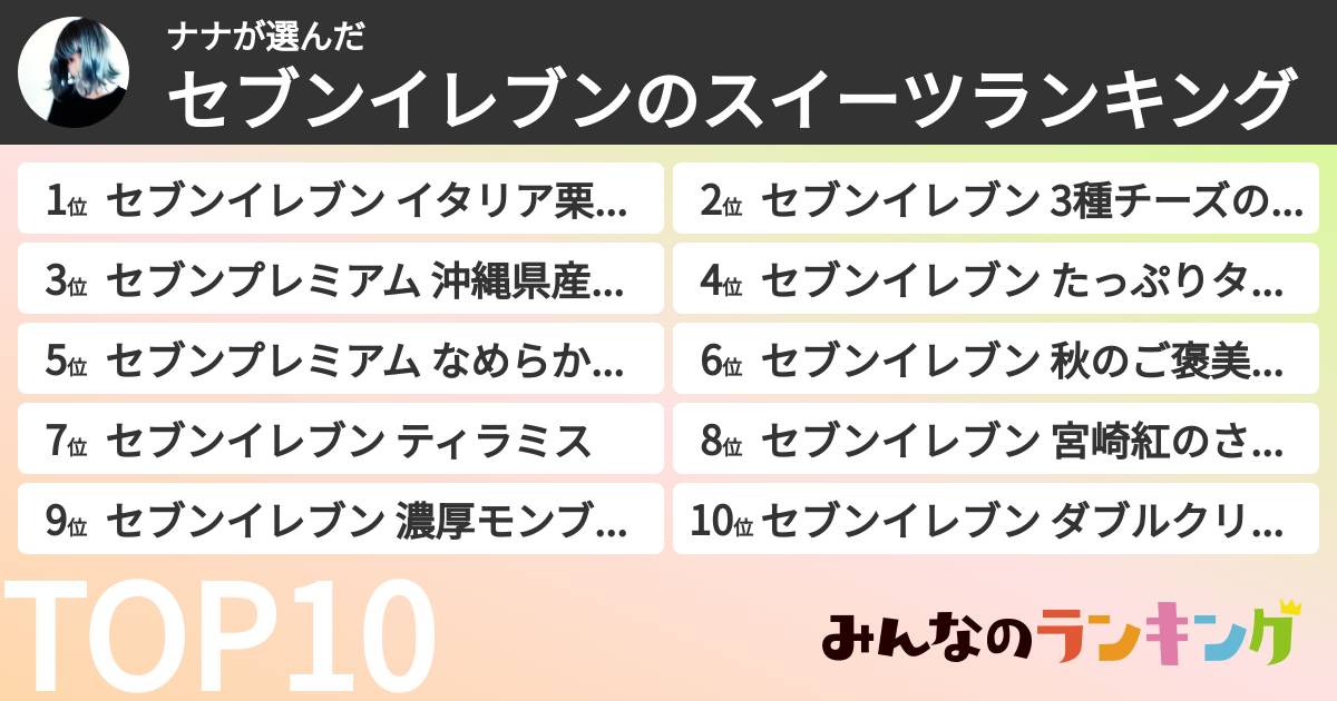 ナナさんの「セブンイレブンのスイーツランキング」