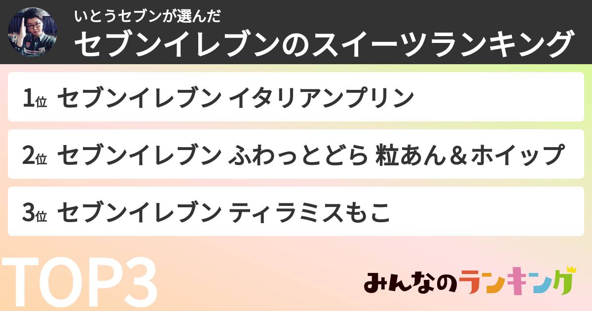 いとうセブンさんの「セブンイレブンのスイーツランキング」