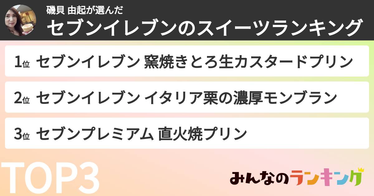 磯貝 由起さんの「セブンイレブンのスイーツランキング」