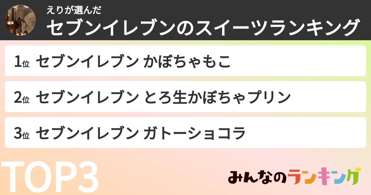 えりさんの「セブンイレブンのスイーツランキング」