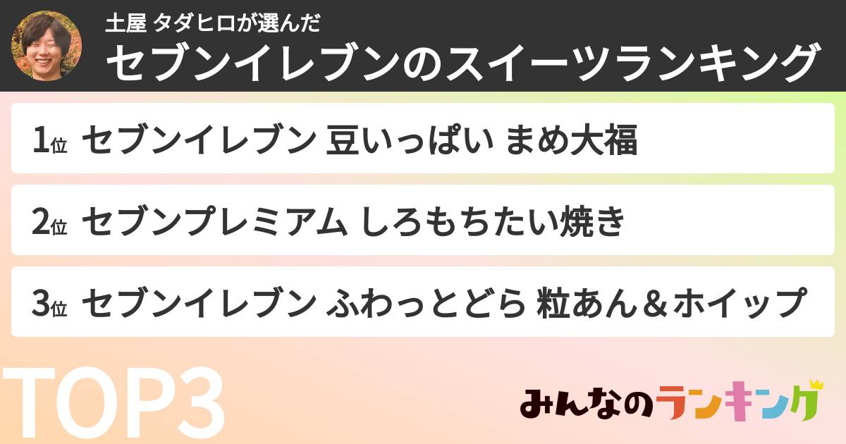 土屋 タダヒロさんの「セブンイレブンのスイーツランキング」