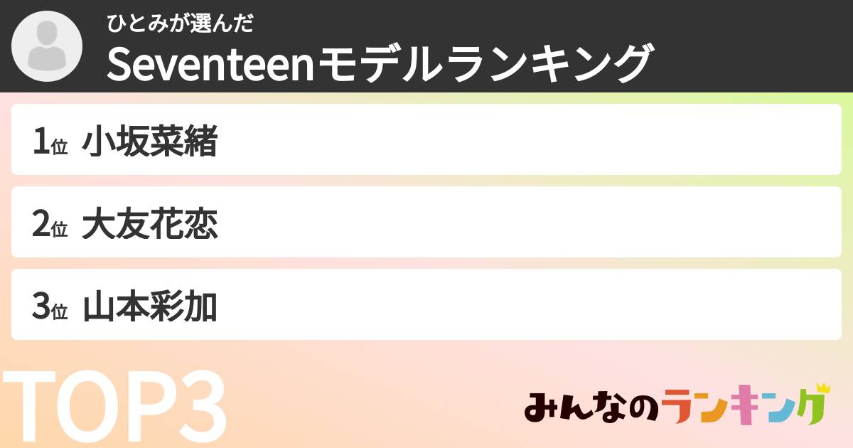ひとみさんの「Seventeenモデルランキング」