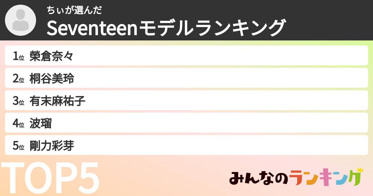 ちぃさんの「Seventeenモデルランキング」
