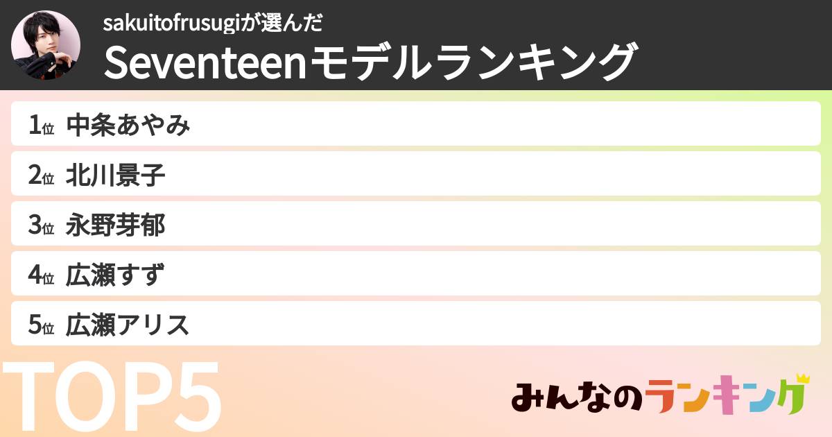 sakuitofrusugiさんの「Seventeenモデルランキング」