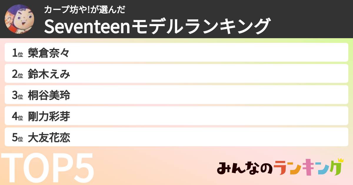 カープ坊や!さんの「Seventeenモデルランキング」
