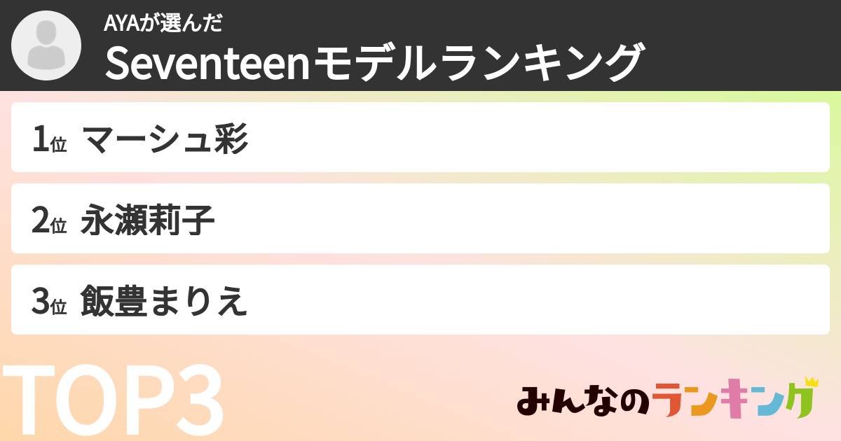 AYAさんの「Seventeenモデルランキング」