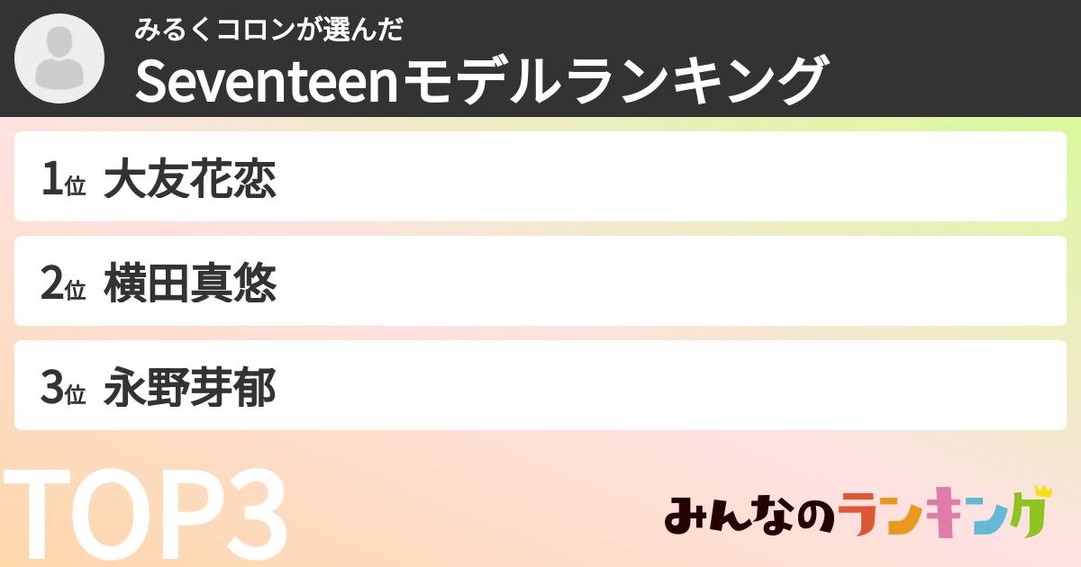 みるくコロンさんの「Seventeenモデルランキング」