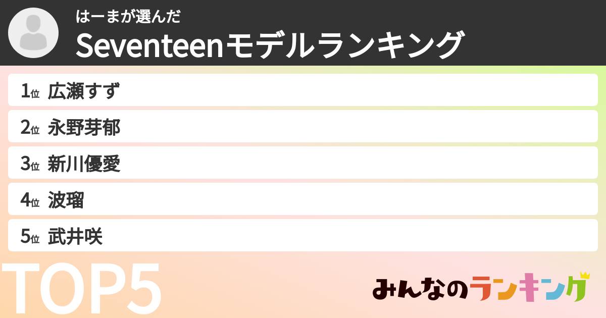 はーまさんの「Seventeenモデルランキング」