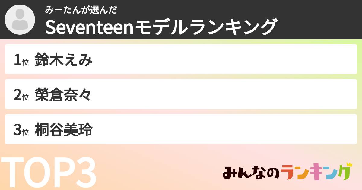 みーたんさんの「Seventeenモデルランキング」