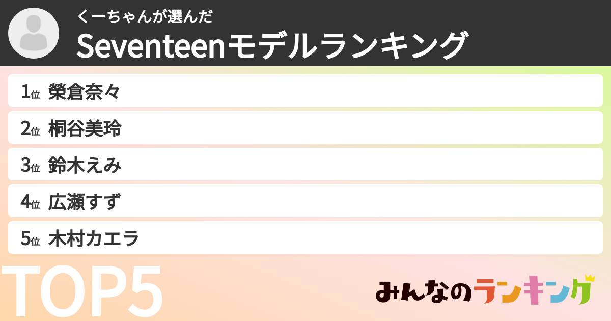 くーちゃんさんの「Seventeenモデルランキング」