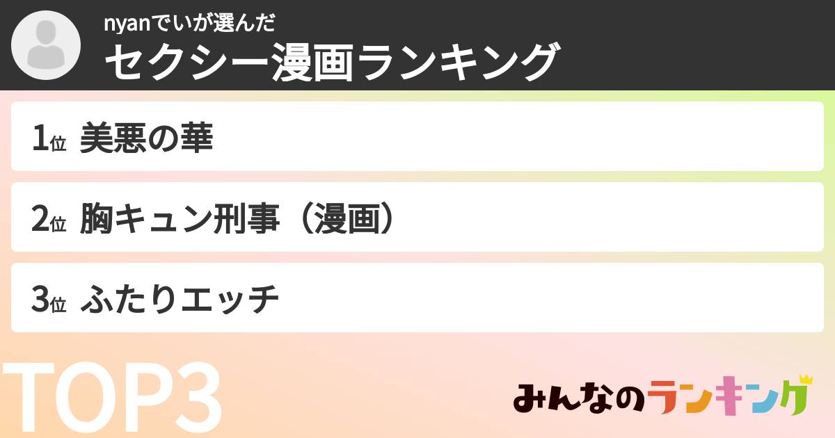 nyanでいさんの「セクシー漫画ランキング」