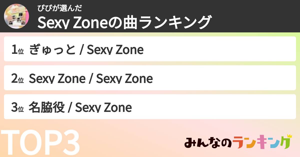 ぴぴさんの「timeleszの曲ランキング」