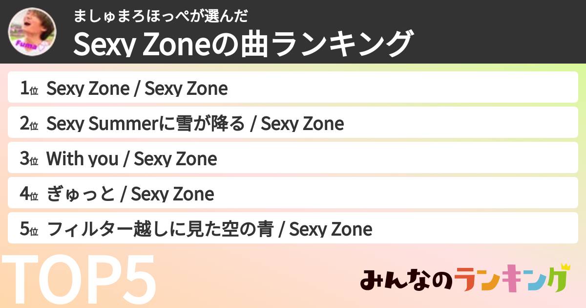 ましゅまろほっぺさんの「timeleszの曲ランキング」