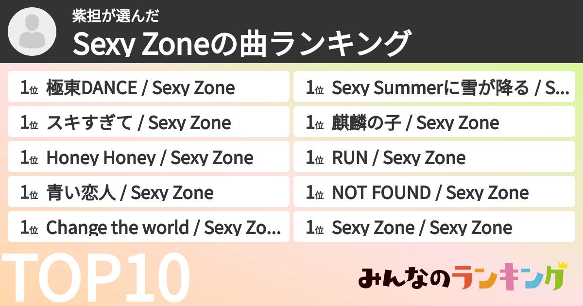 紫担さんの「timeleszの曲ランキング」