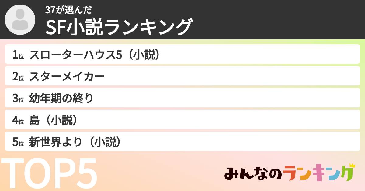 37さんの「SF小説ランキング」