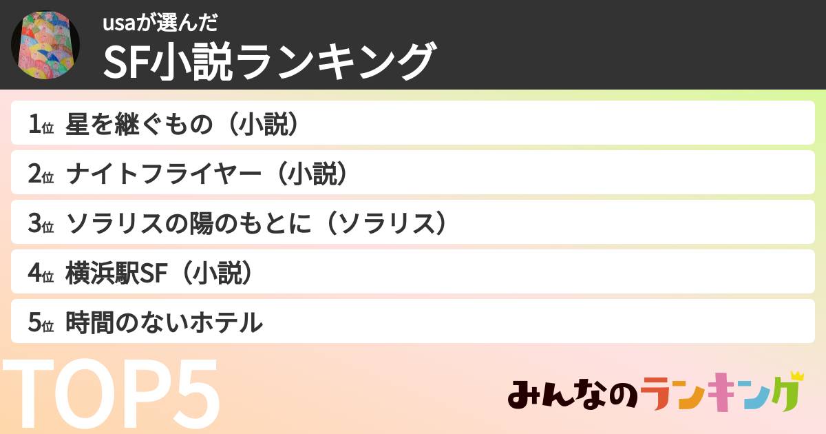 usaさんの「SF小説ランキング」