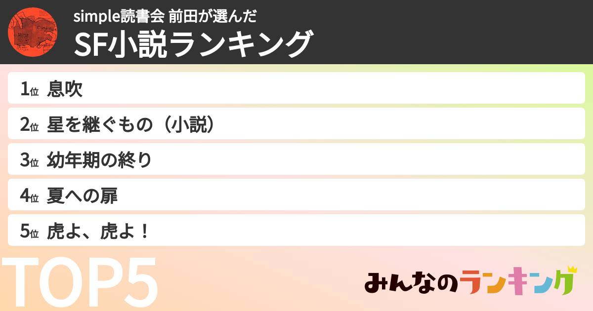 simple読書会 前田さんの「SF小説ランキング」